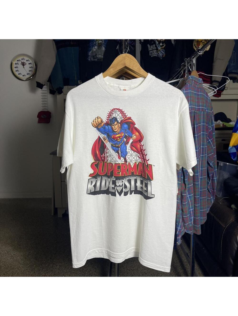 Vintage 1999 Superman Rollercoaster T Shirt